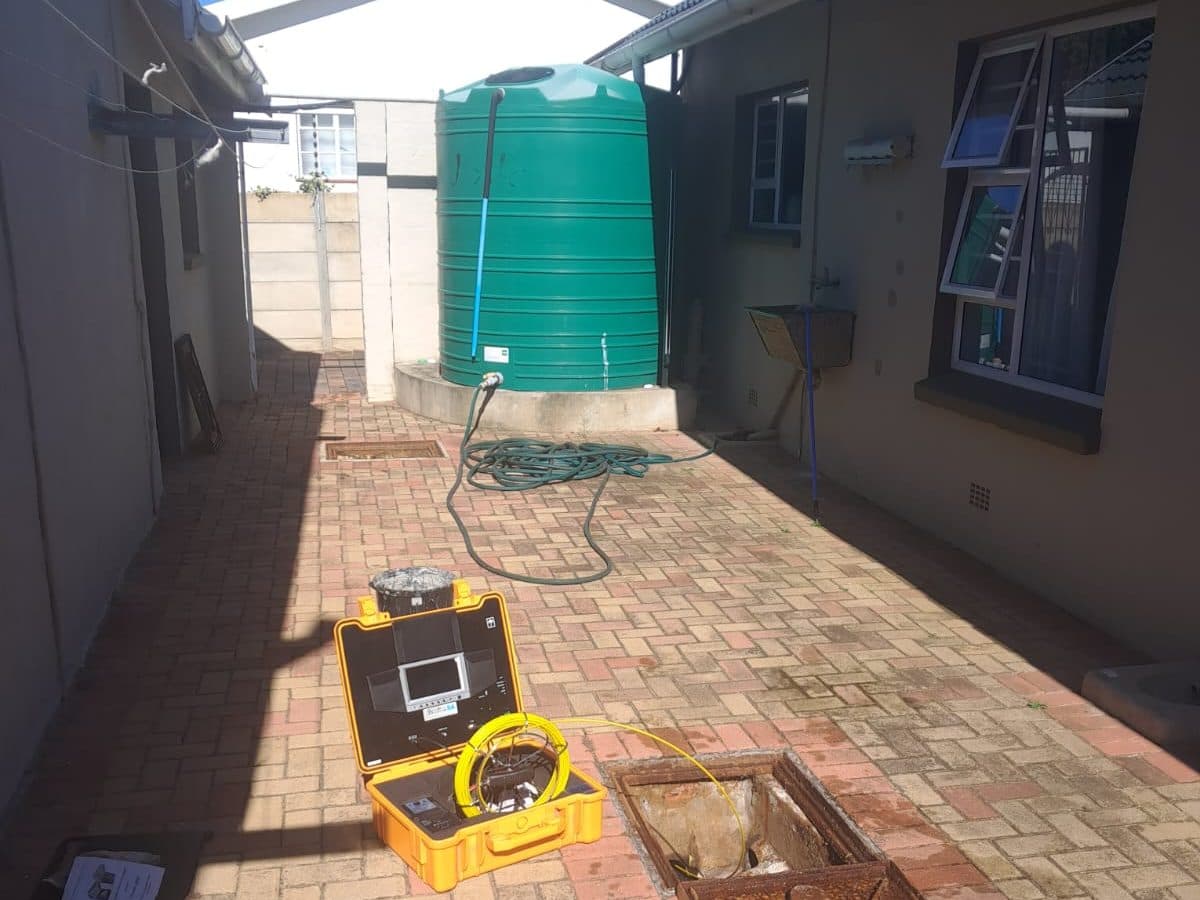 Drain jetting machine on site at a property