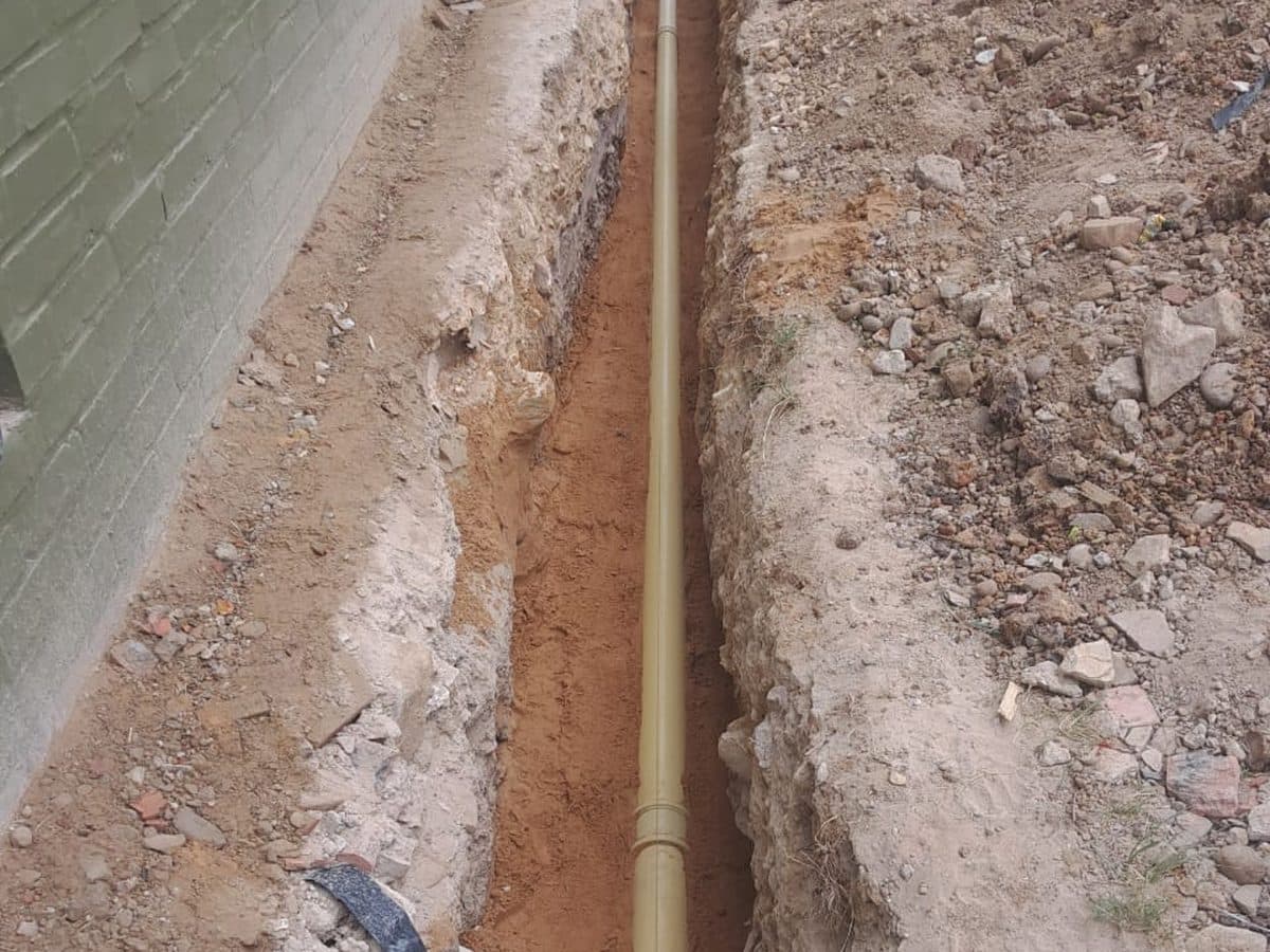 New drain pipe in the trench