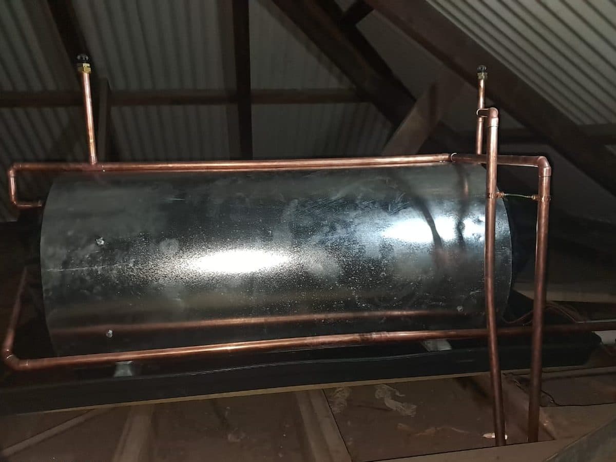 New geyser cylinder fitted on a stand