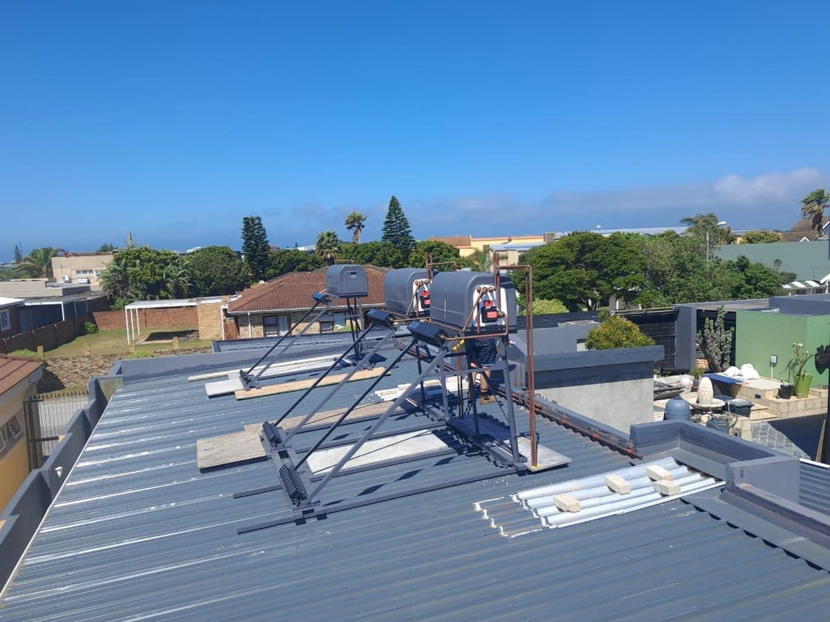 Solar geysers installed on a flat roof