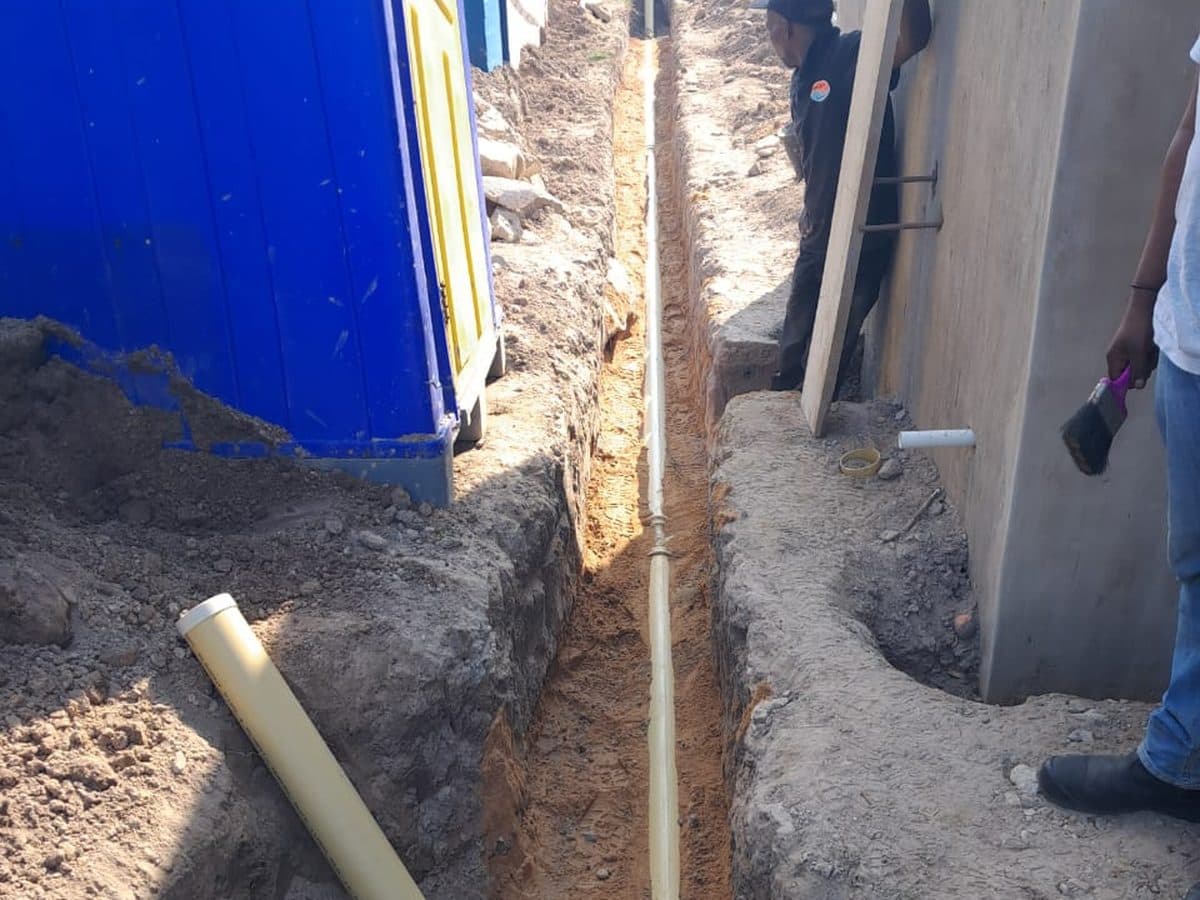 Plumbing first fix on a building site