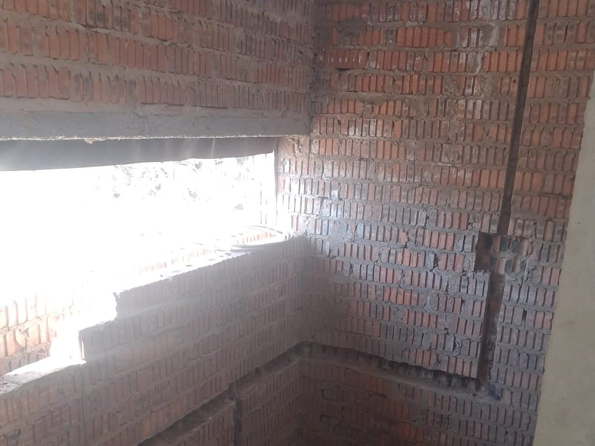 Plumbing pipework in a room under construction