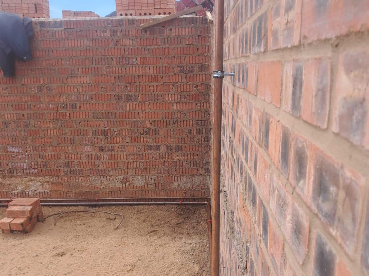 Brickwork and pipework on a new build