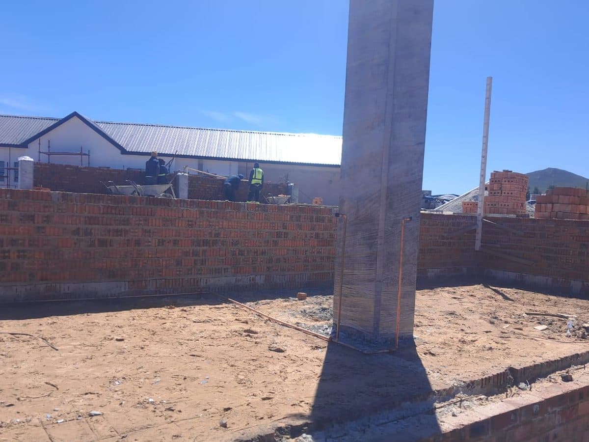 New building work with concrete columns
